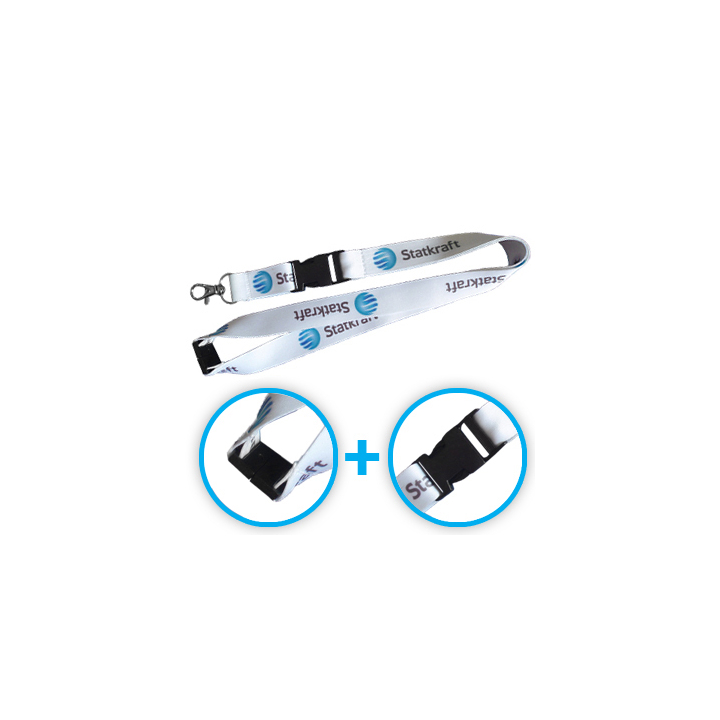 Bedrukt keycord in full colour + veiligheidssluiting en afneembare clip