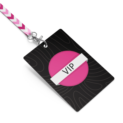 Polyester badge 85x55 mm