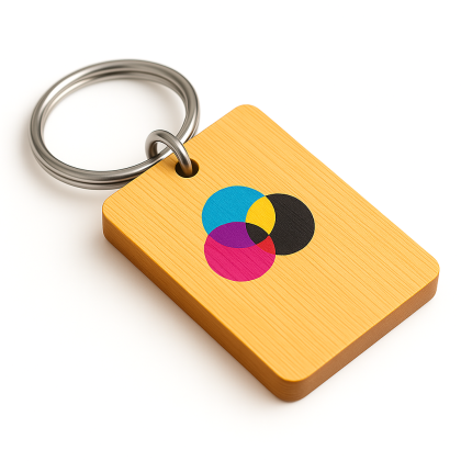 Houten Sleutelhanger Rechthoek met Full-Colour Bedrukking