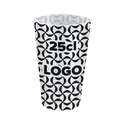 Herbruikbare bekers 25 cl met bedrukking in 1 kleur