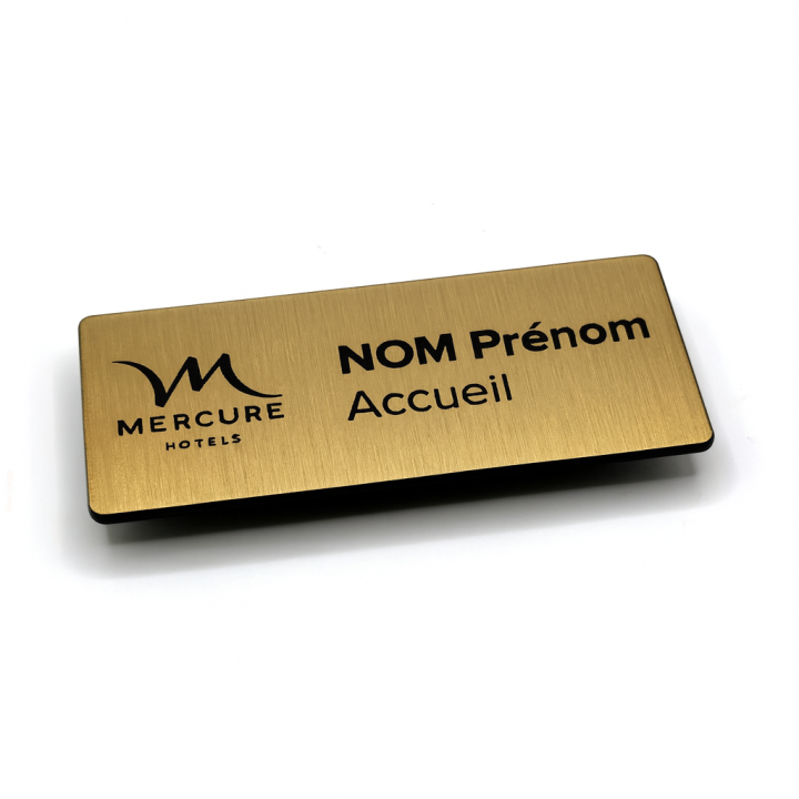 Magnetische naambadge rechthoek 70x30 mm geborsteld metaal gegraveerd