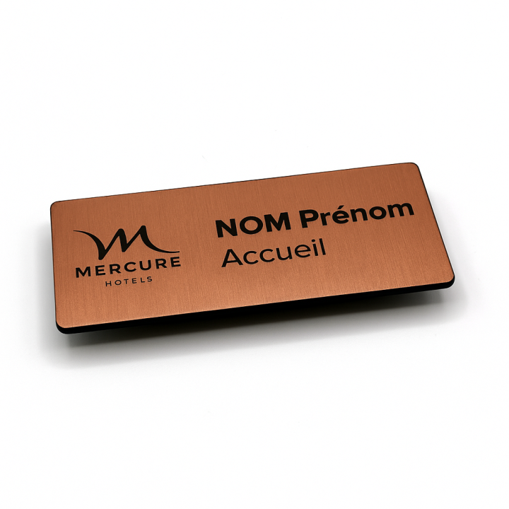Magnetische naambadge rechthoek 70x30 mm geborsteld metaal gegraveerd