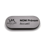 Ovale naambadge met magneet 70x30 mm gegraveerd geborsteld metaal
