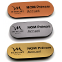 Ovale naambadge met magneet 70x30 mm gegraveerd geborsteld metaal