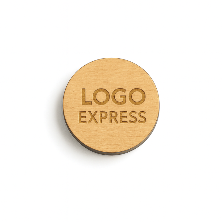 Houten consumptiemunten Express - enkelzijdig gegraveerd